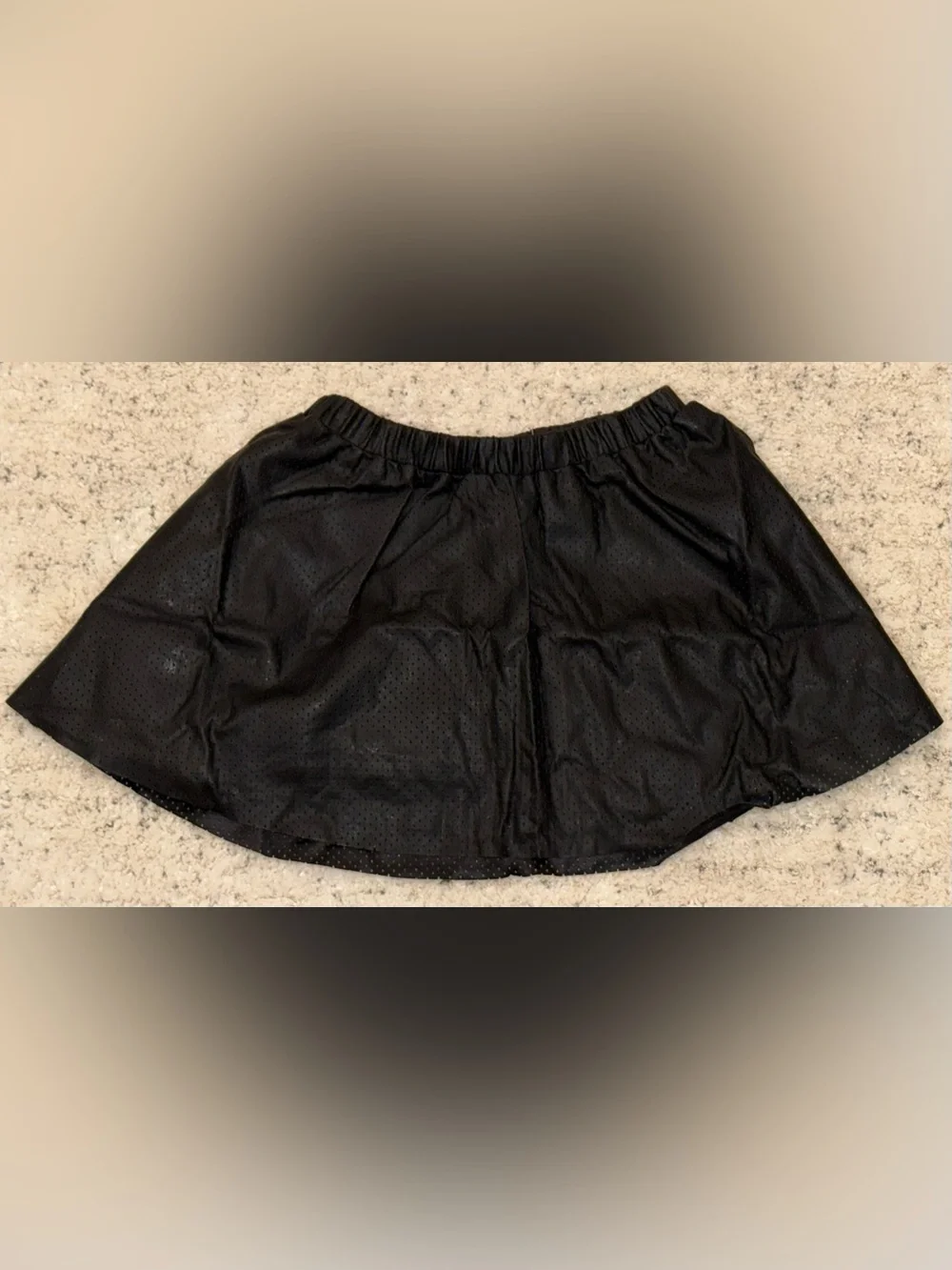 NWT GapKids Girls Black Faux Leather Skater Skirt Perforated Size Small 6-7
